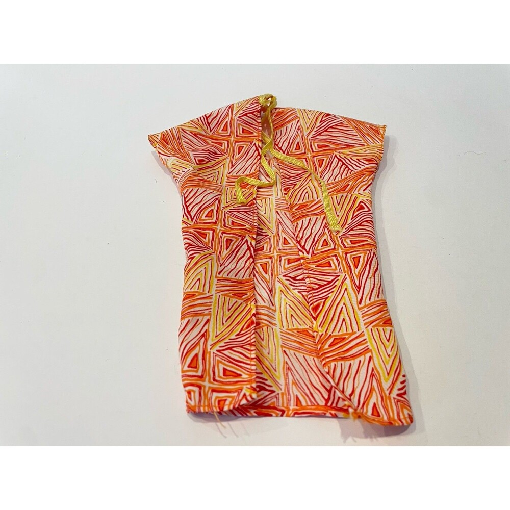 Vintage 1970s Ideal Suntan Tuesday Taylor Doll Orange Kaftan Swimsuit Coverup
